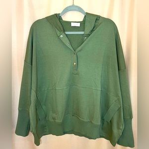Pink Lily Find You Well Light Olive Green Hooded Pullover Medium